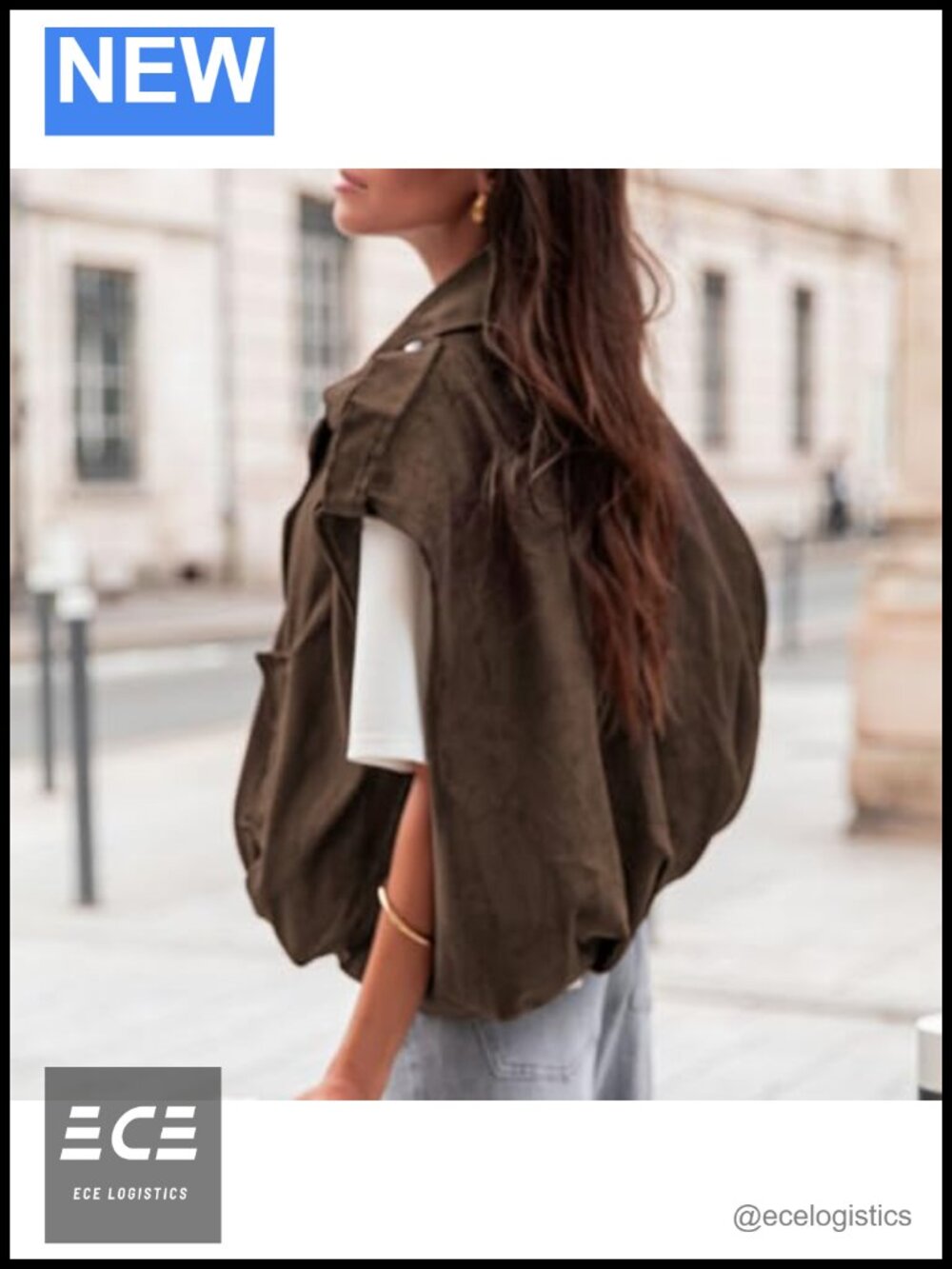 Faux Suede Vest Oversized Cap Sleeve Bomber Jacket Casual Lapel Collar - Picture 4 of 6